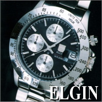 腕時計『ELGIN（エルジン）クロノグラフ・ウォッチ！ クロノグラフ・ダイバー（ブラック)FK1184S-B』