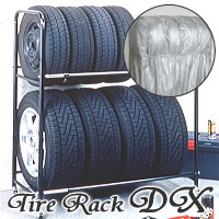 タイヤラック『(カバー付)タイヤ・ホイールをすっきり収納! DX(デラックス)W85.0〜120.0×D45.0×H121.5cm TI-28』