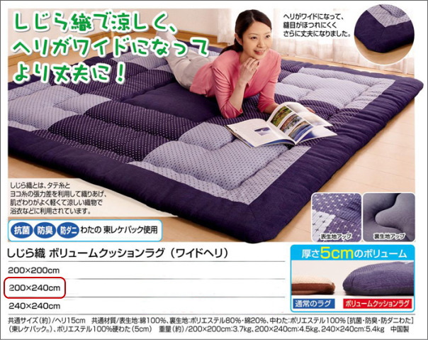 ������D��{�����[���N�b�V�����E���O(���C�h�w��)200�~240cm