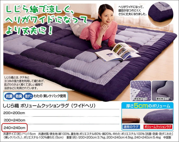������D��{�����[���N�b�V�����E���O(���C�h�w��)240�~240cm